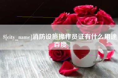 景德镇消防设施操作员证有什么用途百度