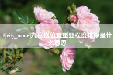 景德镇九宫格位置重要程度排序是什么意思